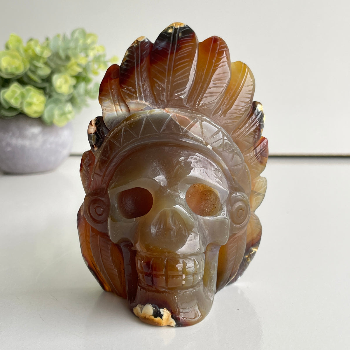 Agate Indian Skull 12cm