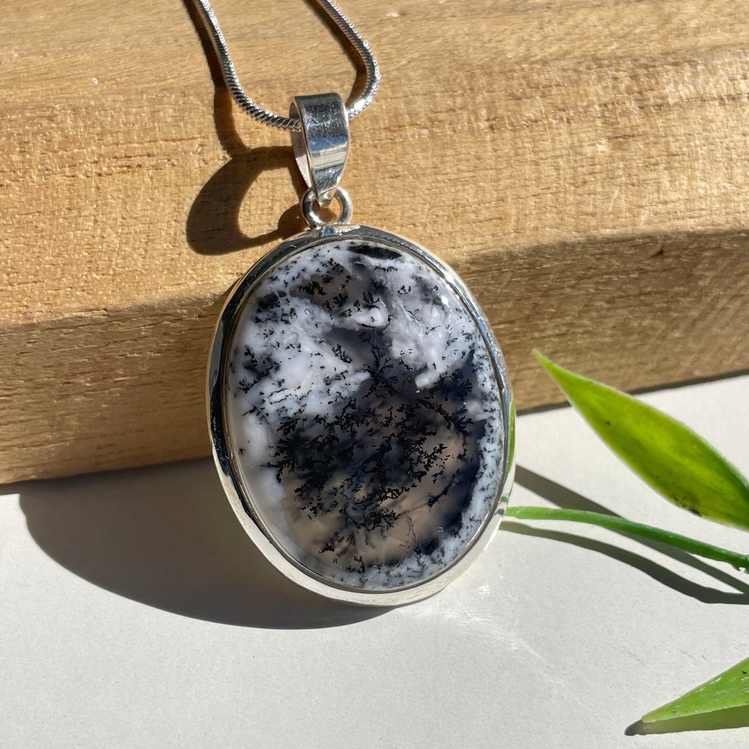 Dendritic Opal Oval Pendant