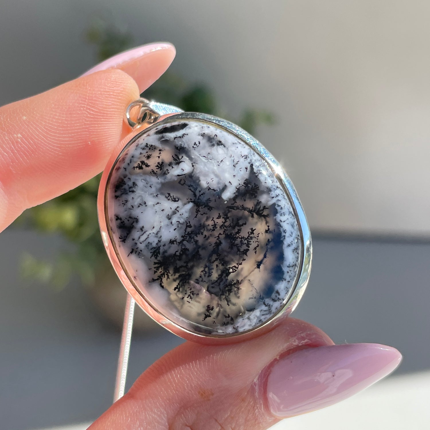 Dendritic Opal Oval Pendant
