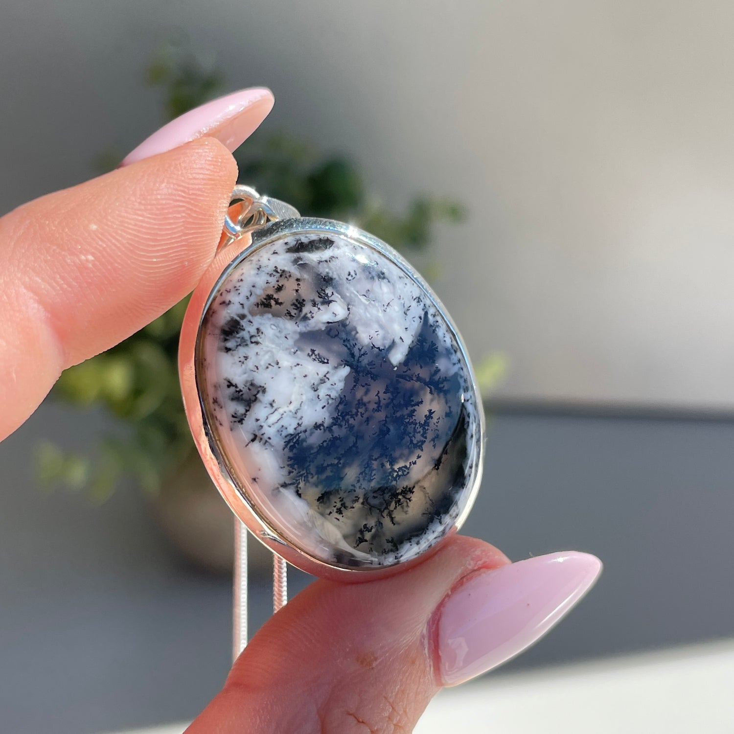 Dendritic Opal Oval Pendant