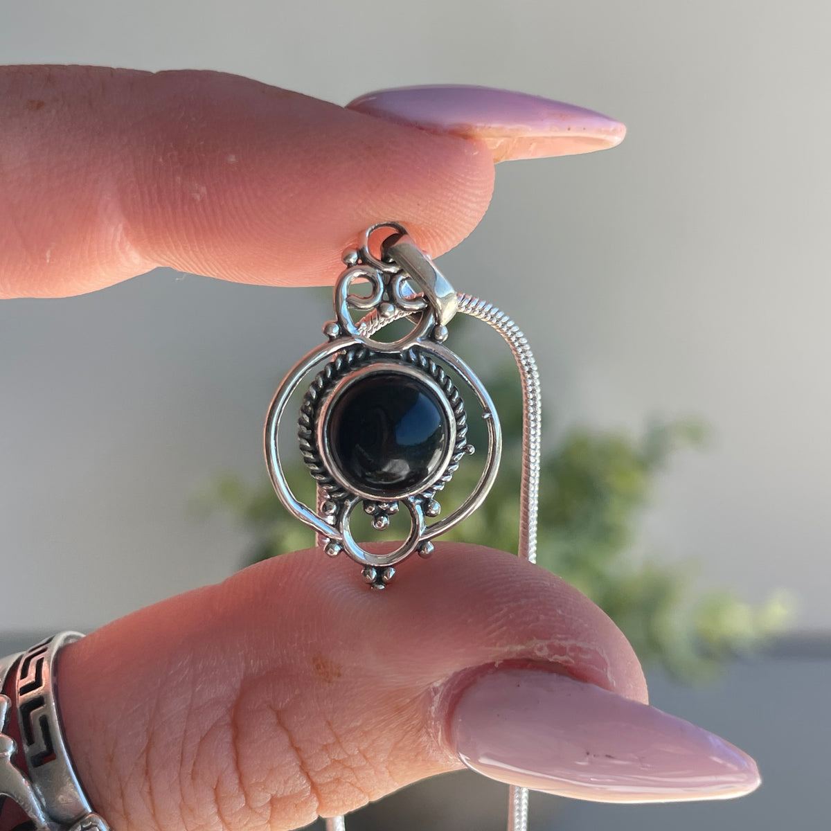 Black Onyx Round Pendant