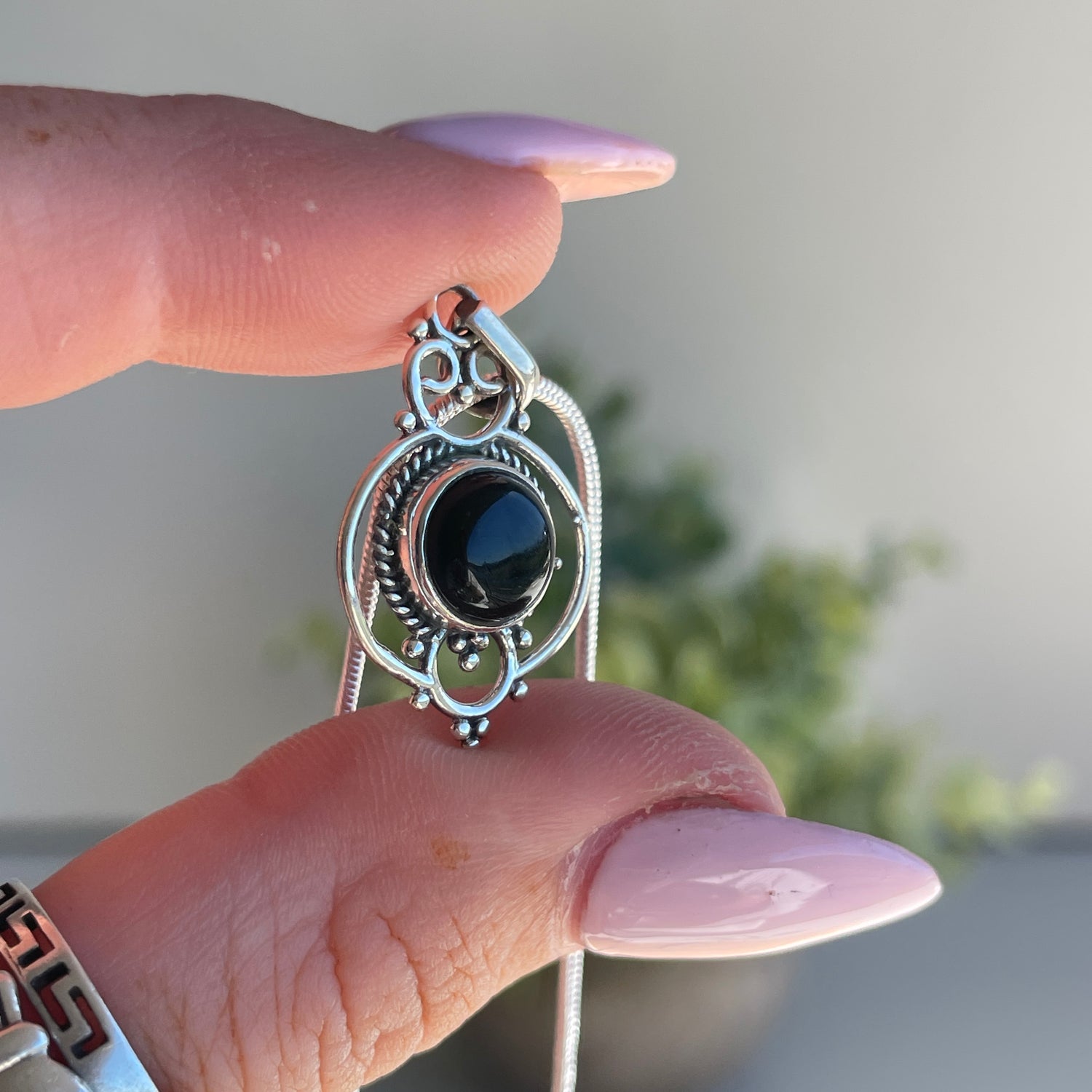 Black Onyx Round Pendant