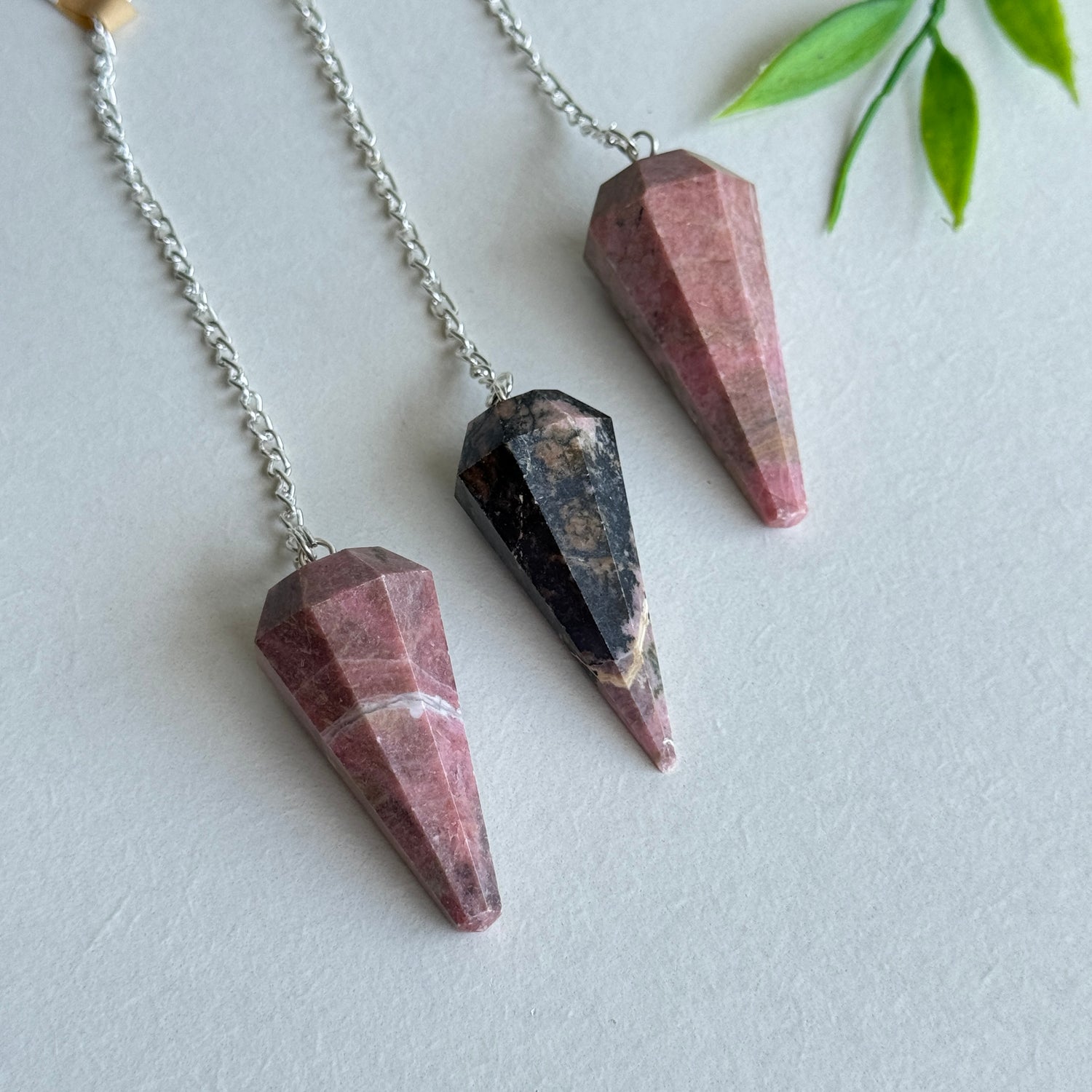 Rhodonite Faceted Pendulum