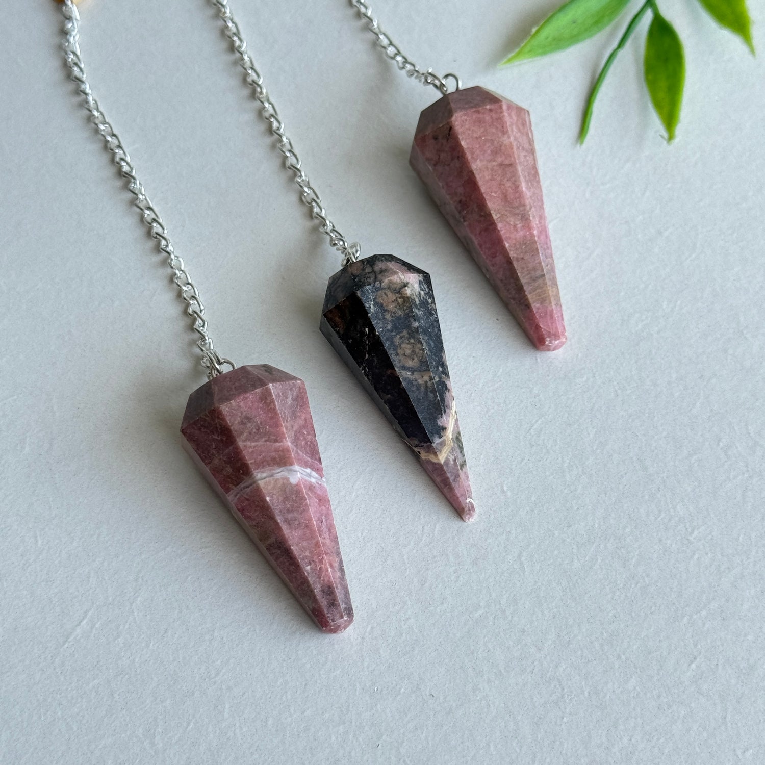Rhodonite Faceted Pendulum