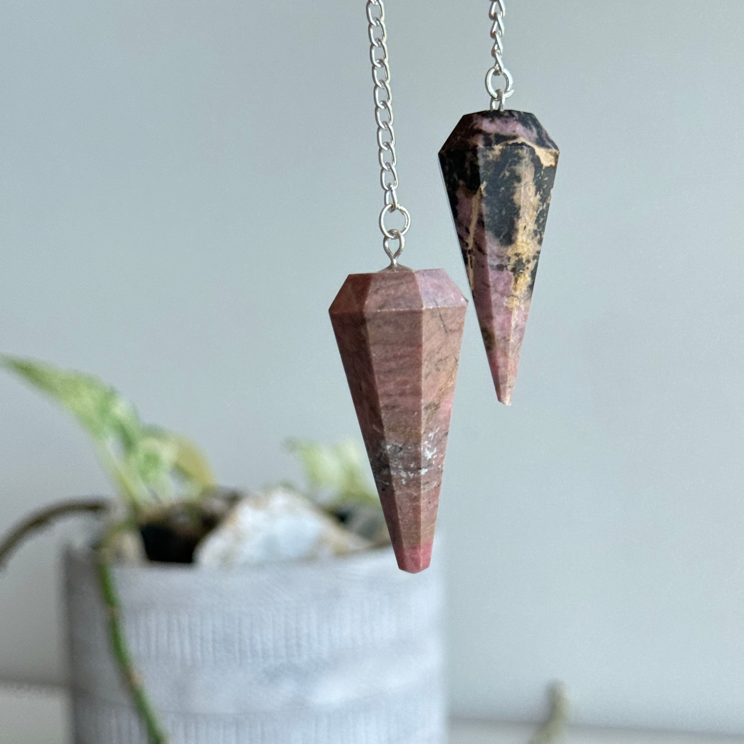 Rhodonite Faceted Pendulum