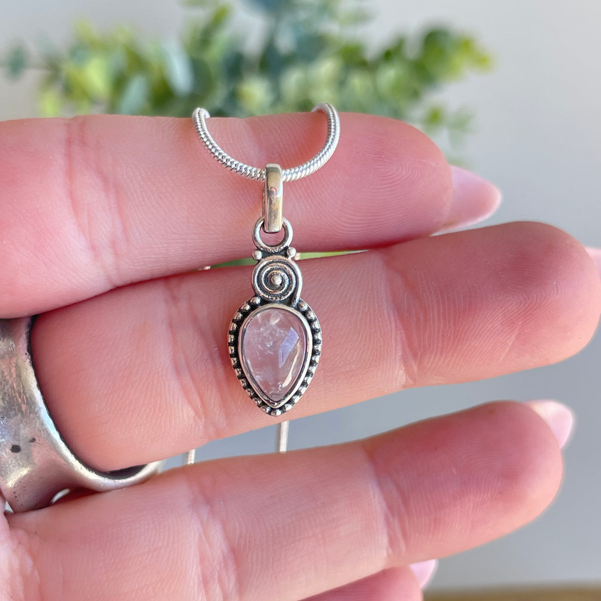Rose Quartz Teardrop Pendant