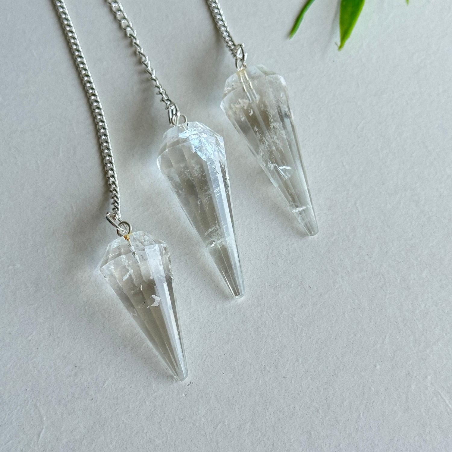 Clear Quartz 12 Sided Faceted Pendulum