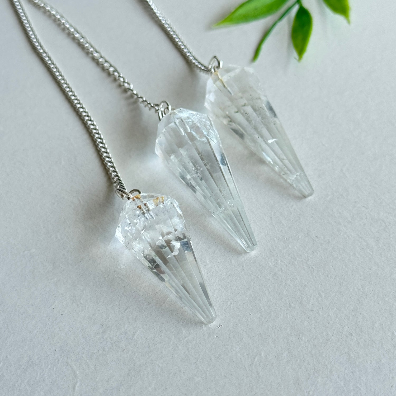 Clear Quartz 12 Sided Faceted Pendulum
