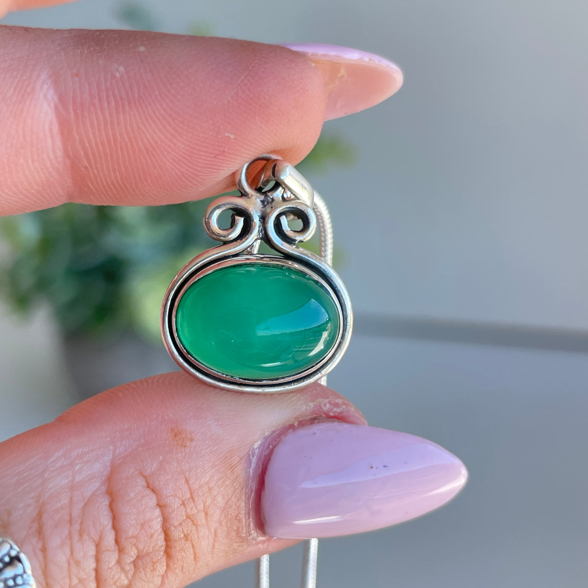 Green Onyx Oval Pendant