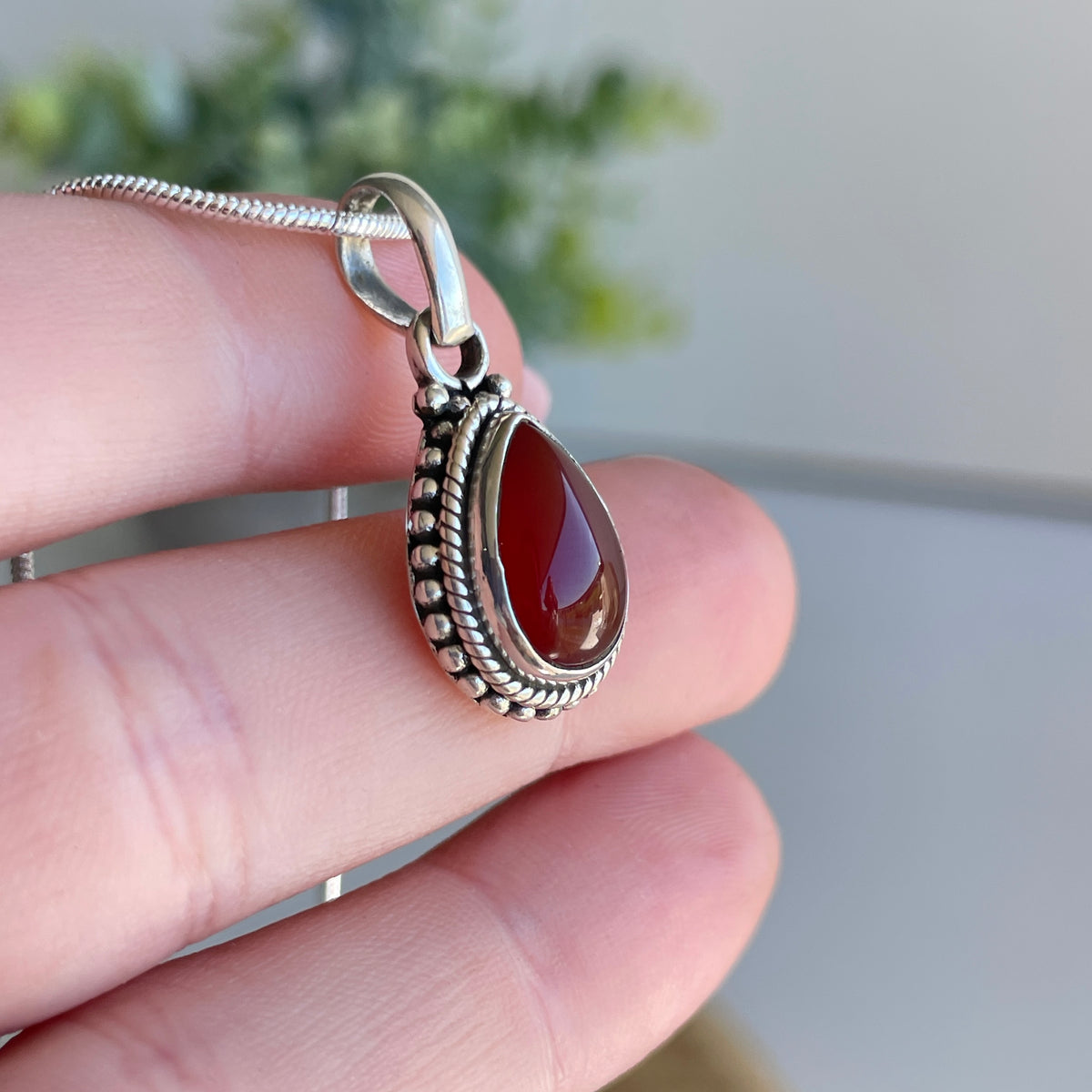 Carnelian Teardrop Pendant