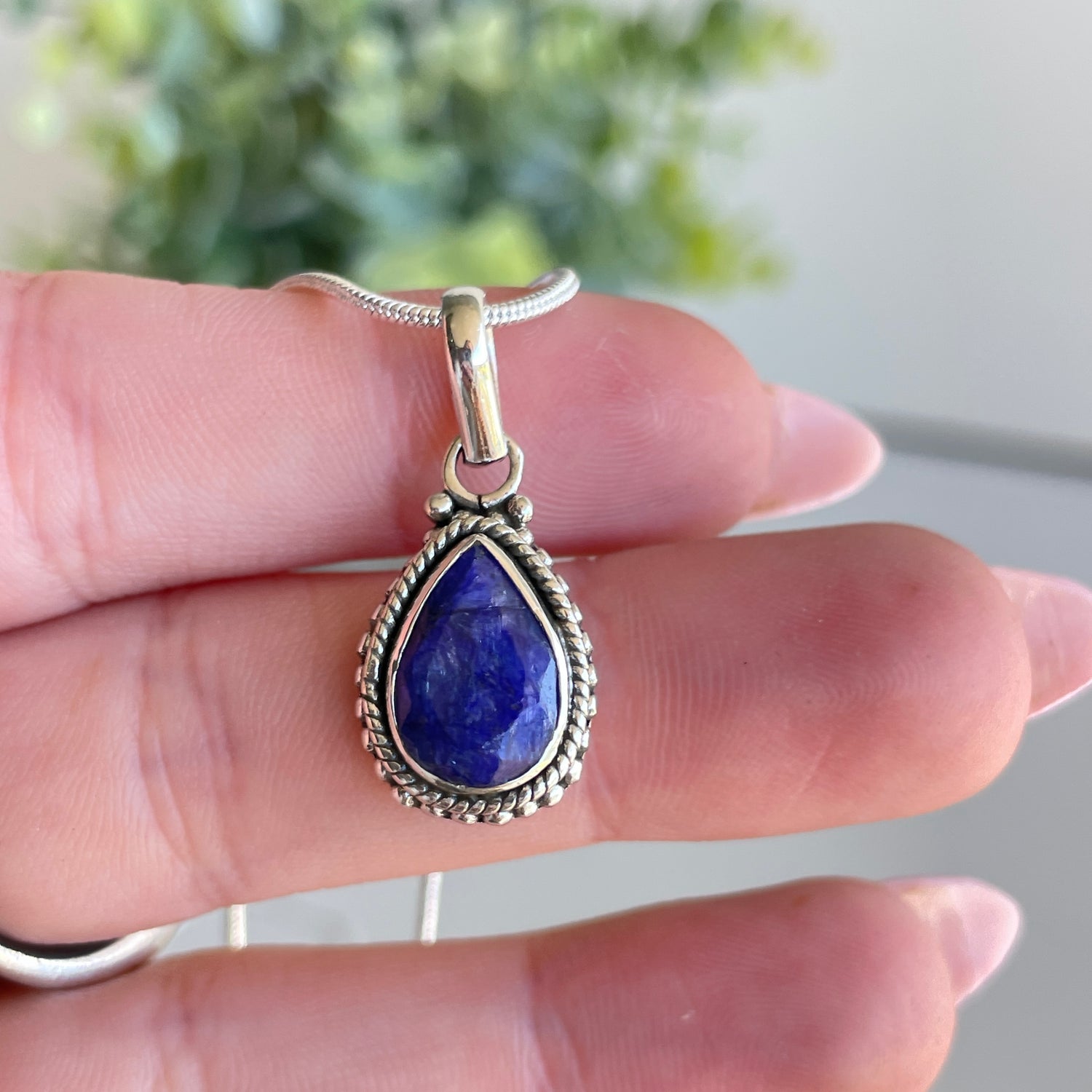 Sapphire Teardrop Pendant