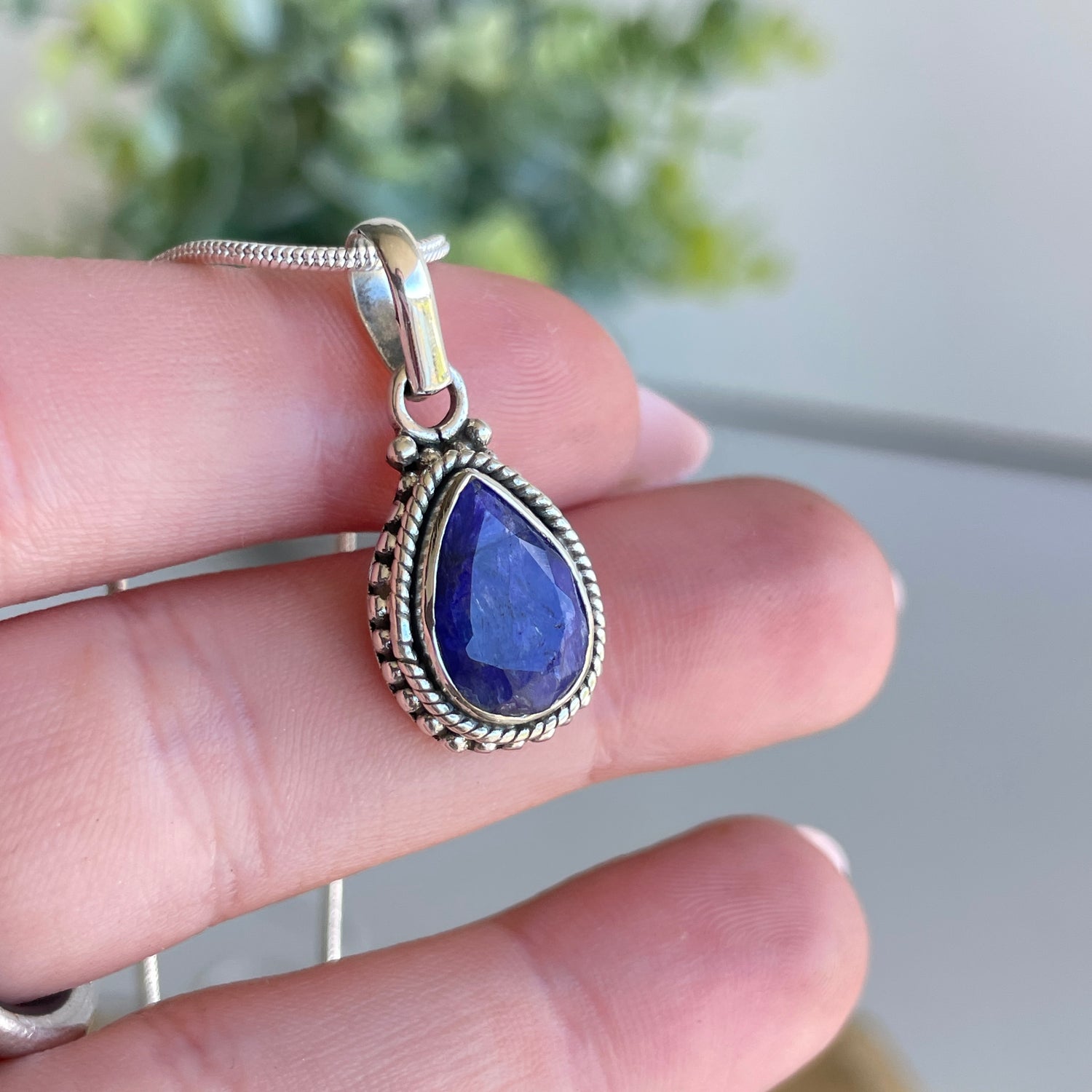 Sapphire Teardrop Pendant