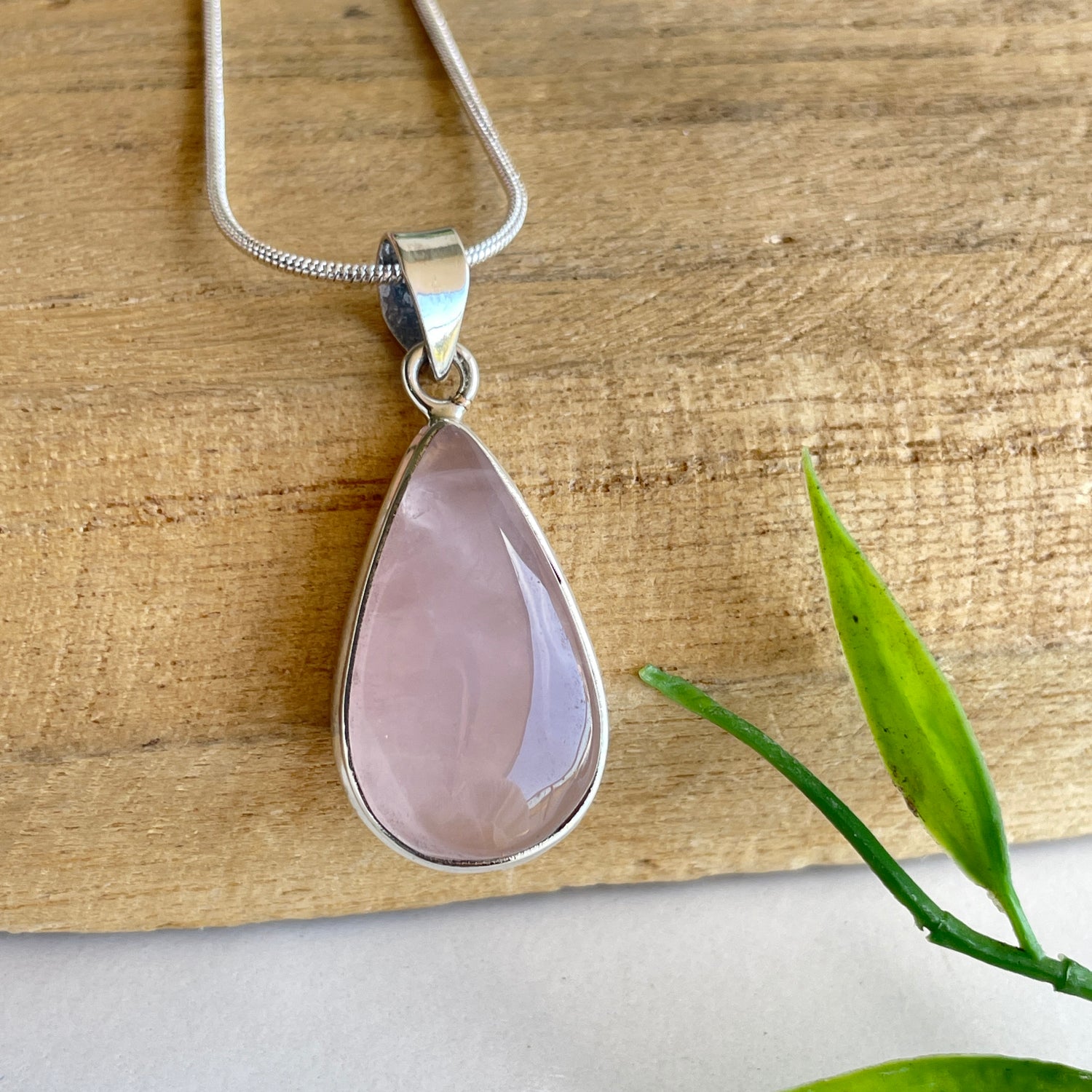 Rose Quartz Teardrop Pendant