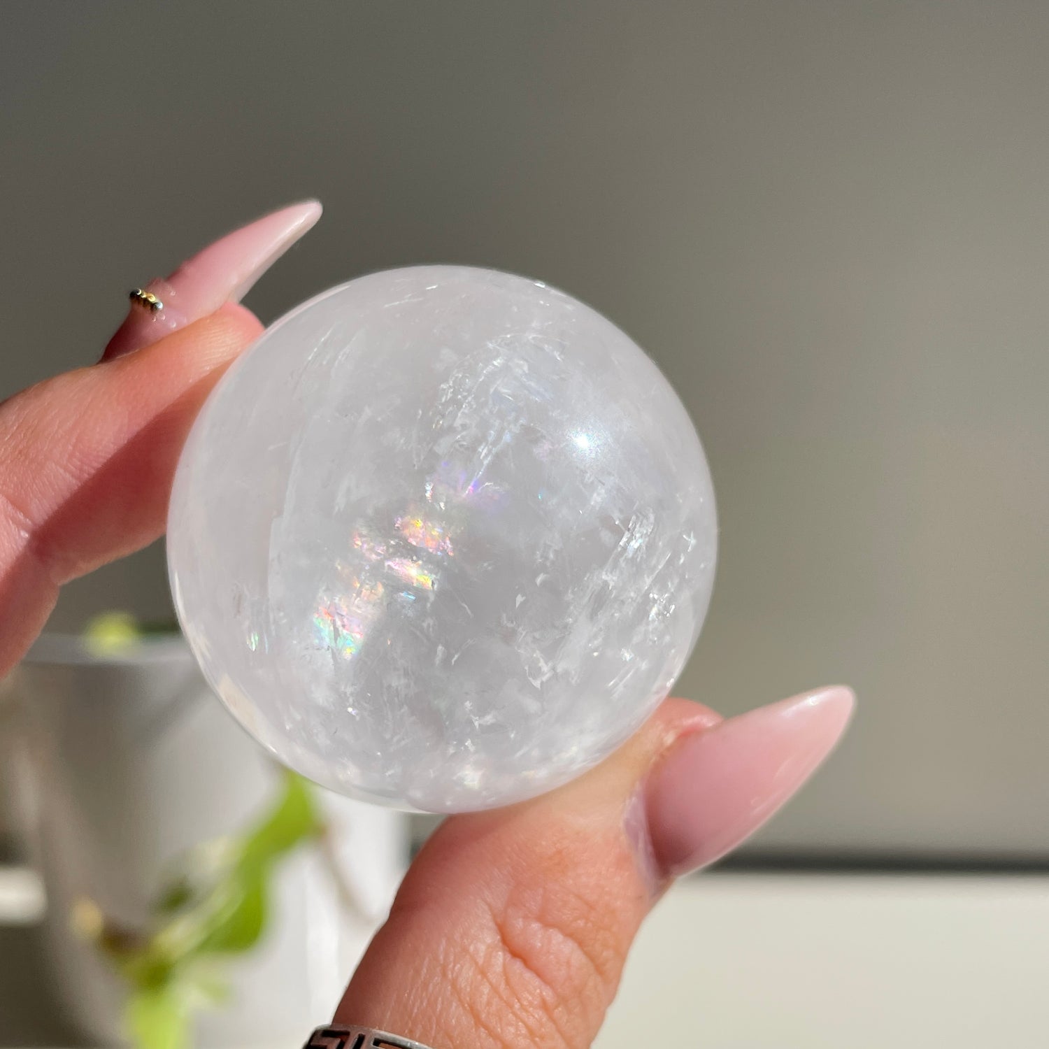 White Calcite Sphere 3.5cm - 4cm