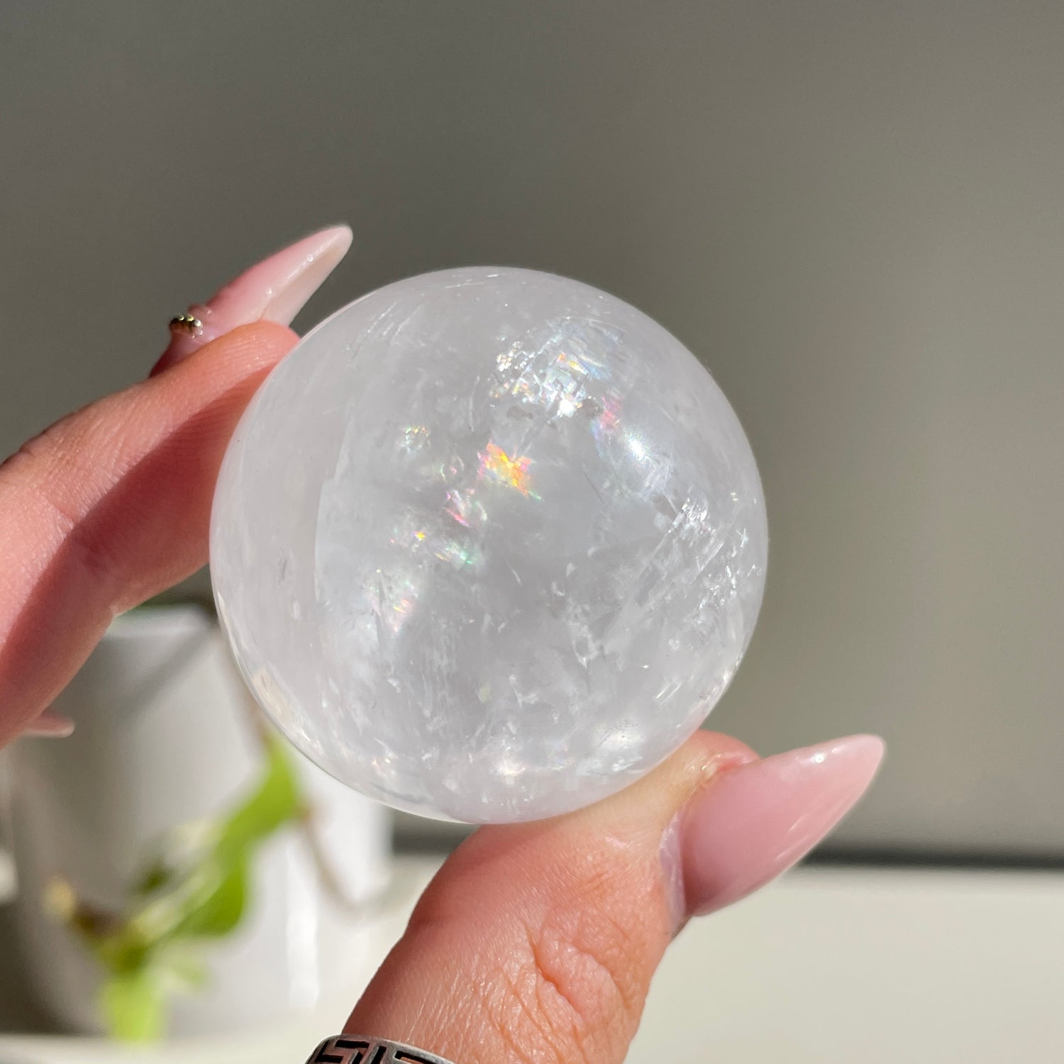 White Calcite Sphere 3.5cm - 4cm