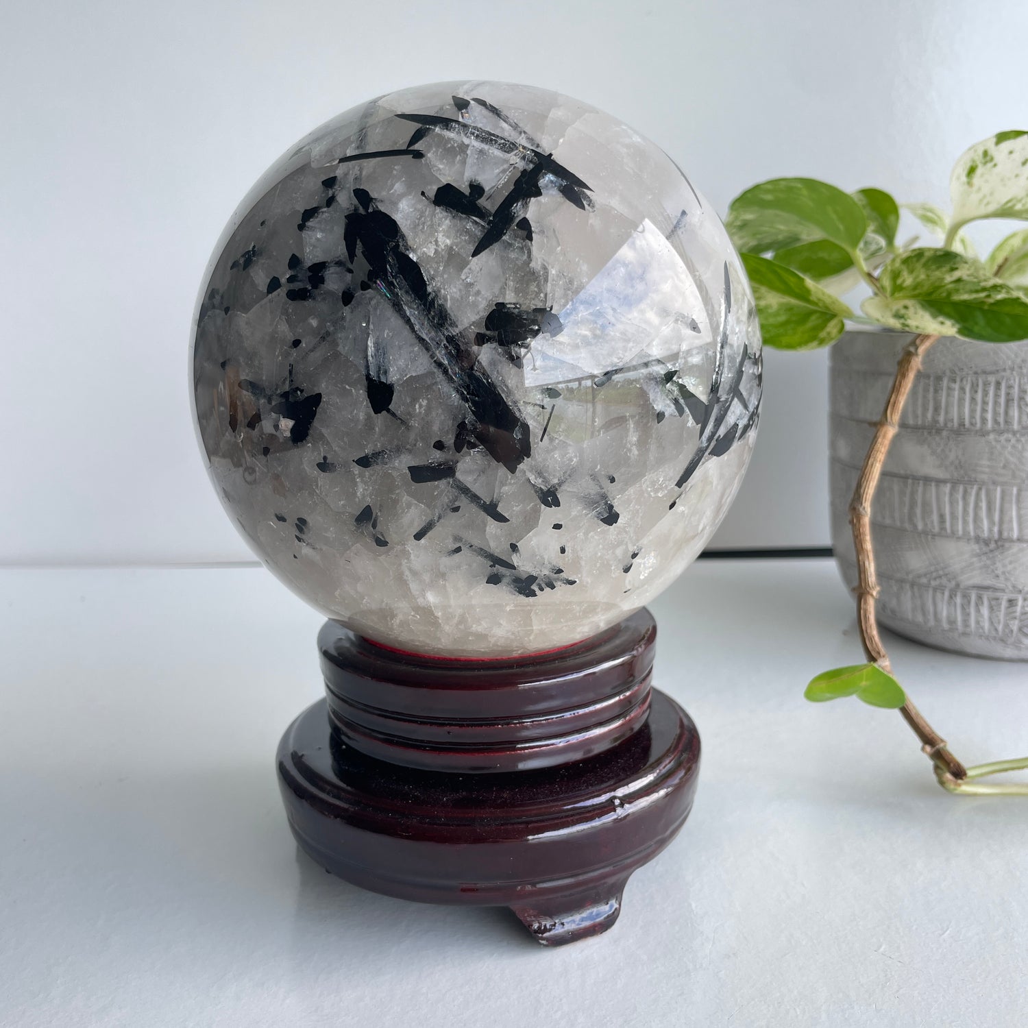 Tourmalinated Quartz Sphere 14cm