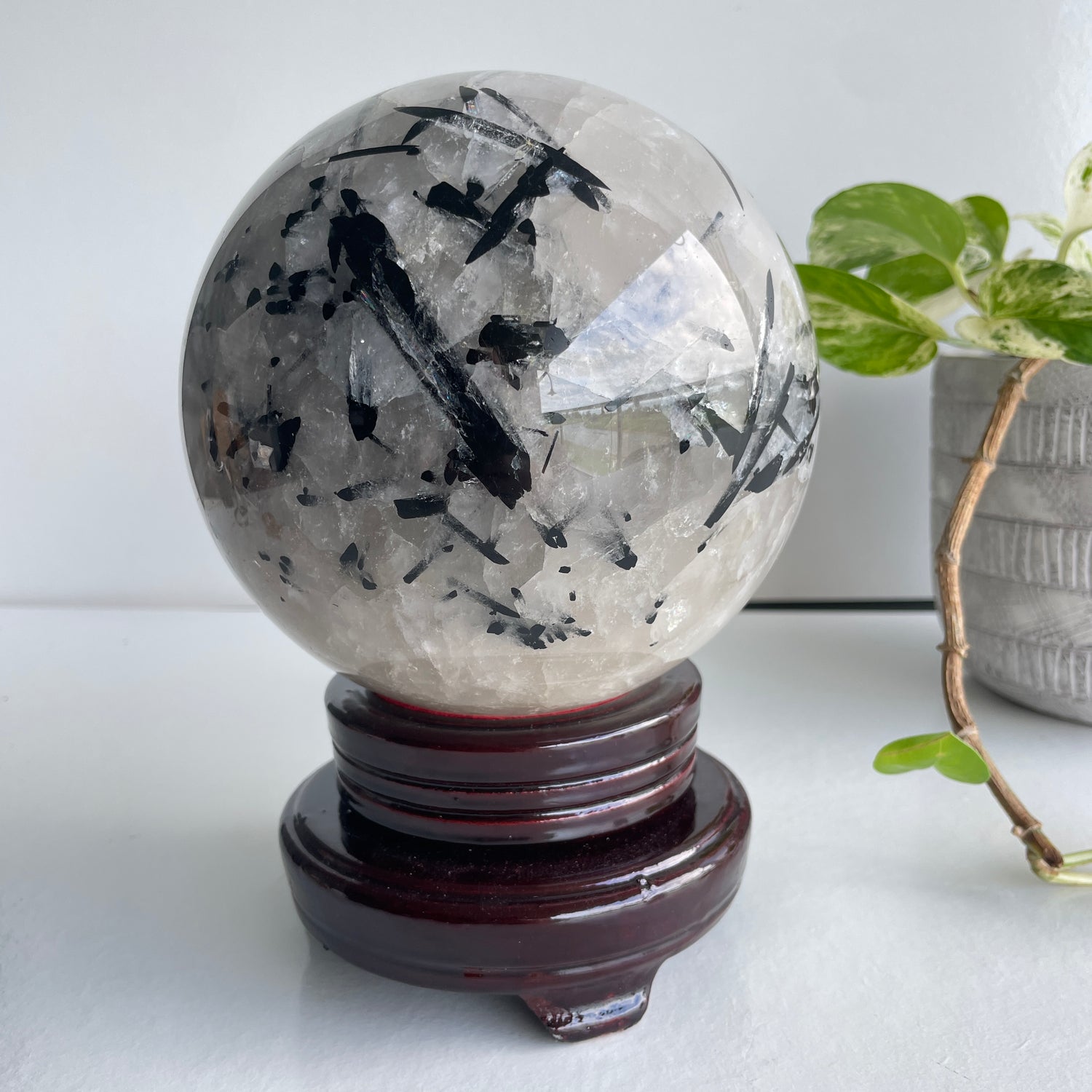 Tourmalinated Quartz Sphere 14cm