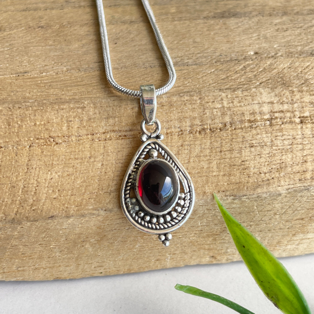 Garnet Teardrop Pendant