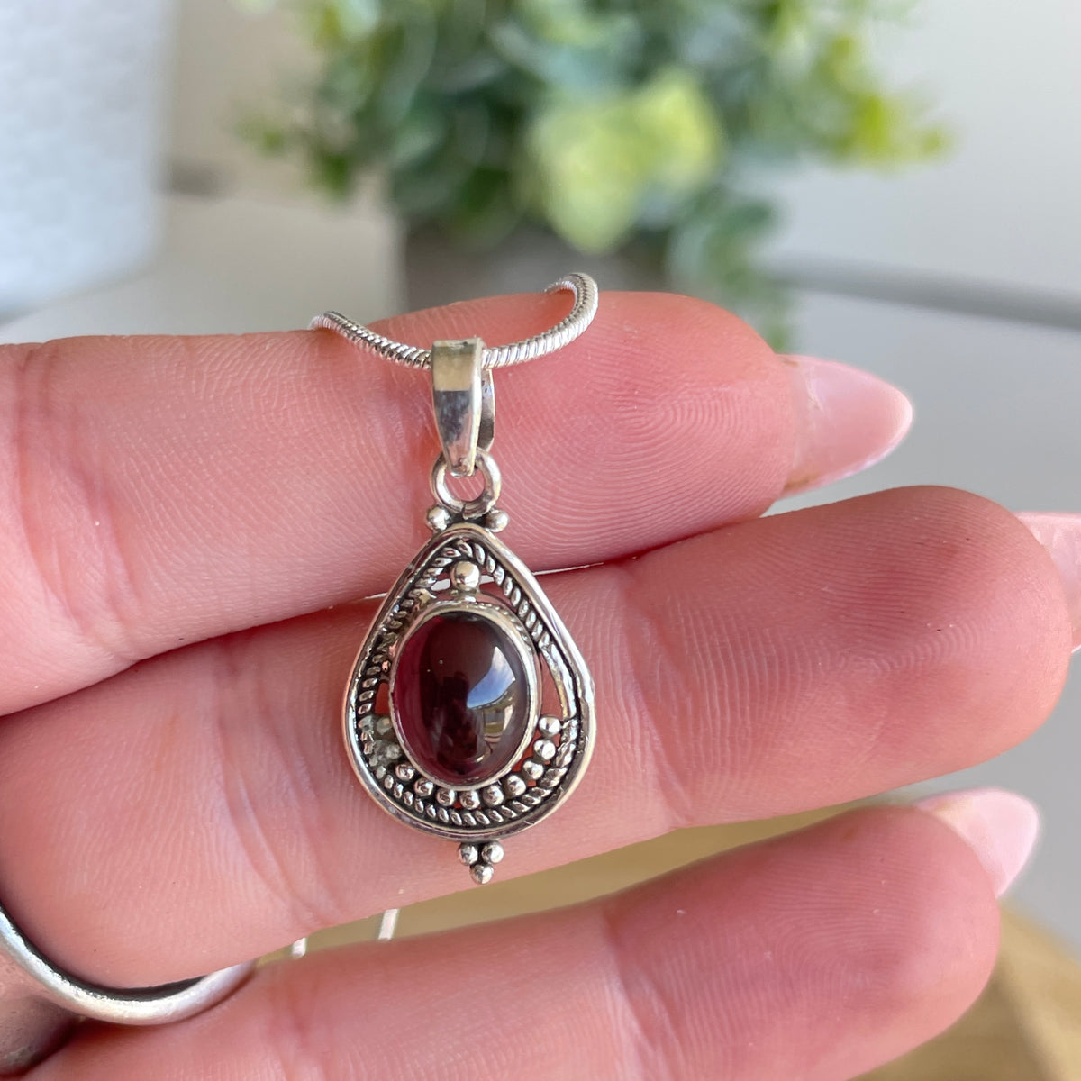 Garnet Teardrop Pendant