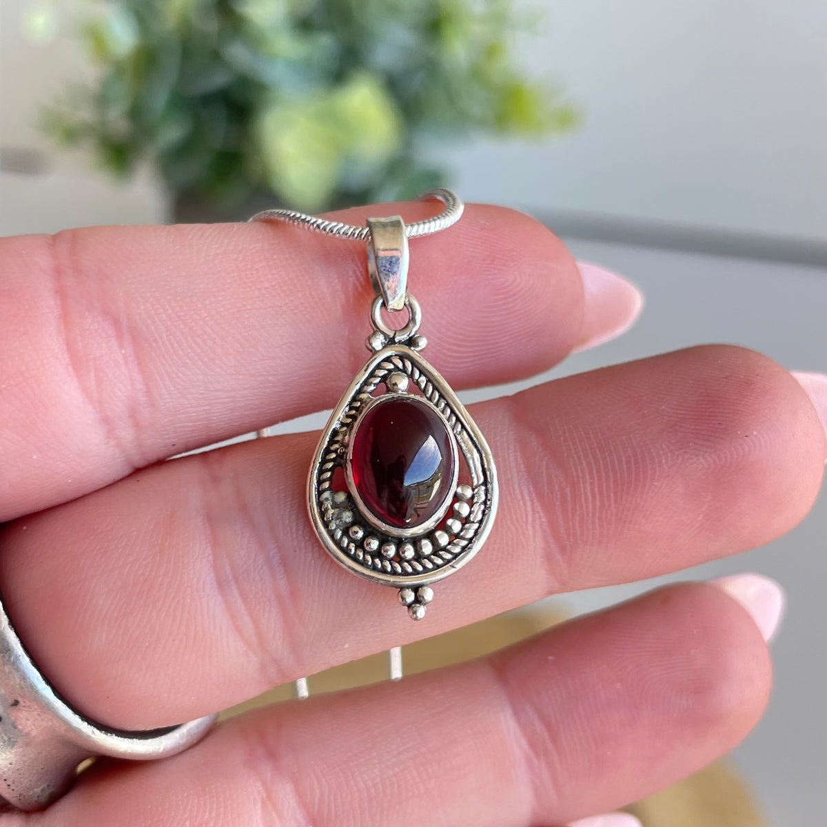 Garnet Teardrop Pendant