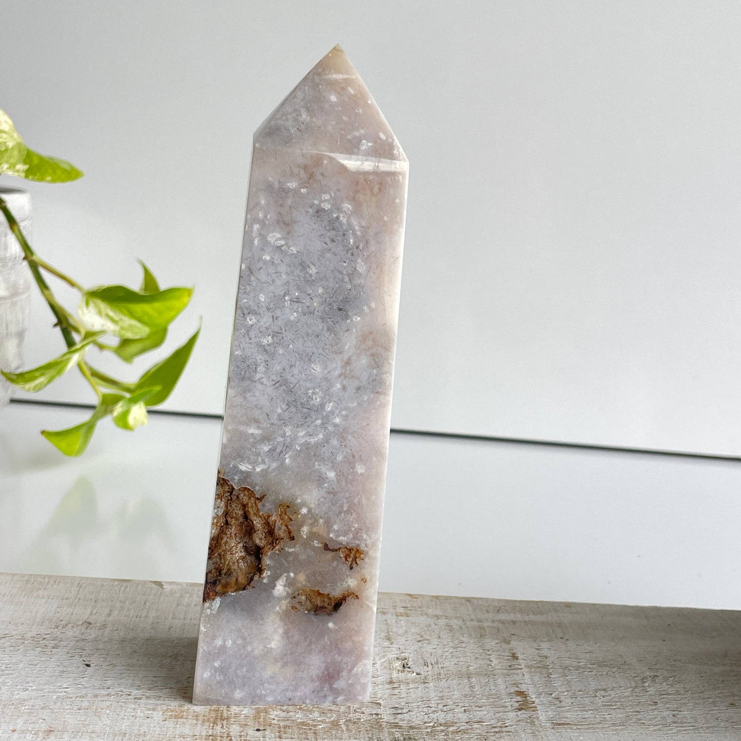 Flower Agate Obelisk 16.5cm