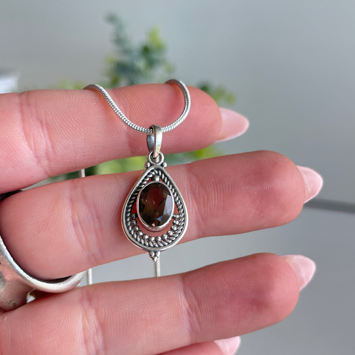 Smoky Quartz Teardrop Pendant