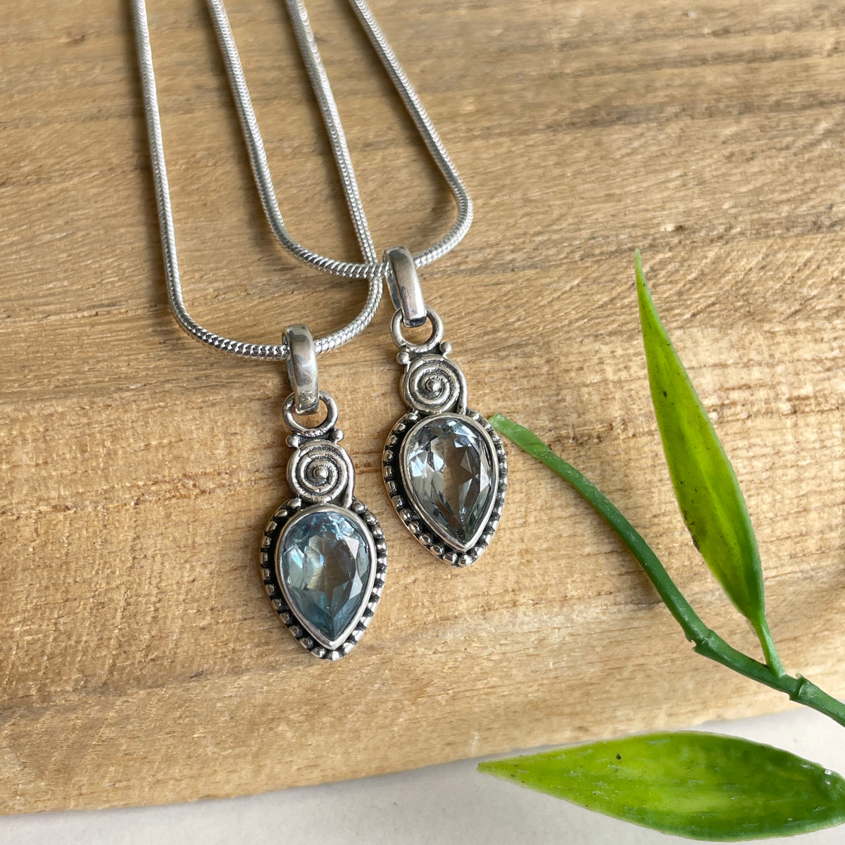 Blue Topaz Teardrop Pendant