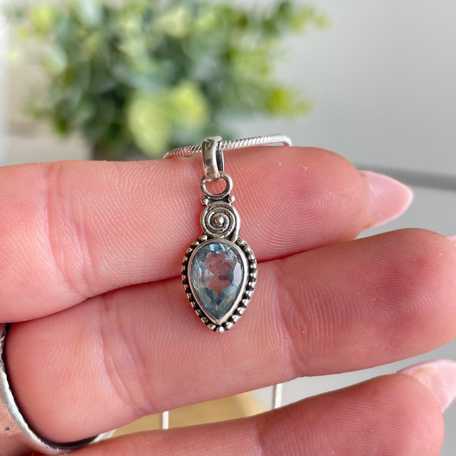 Blue Topaz Teardrop Pendant