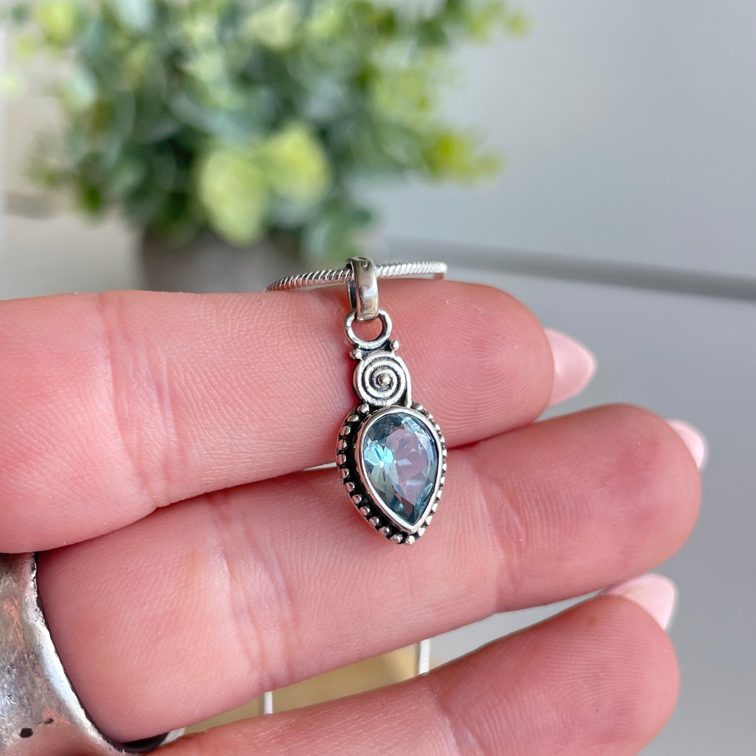 Blue Topaz Teardrop Pendant
