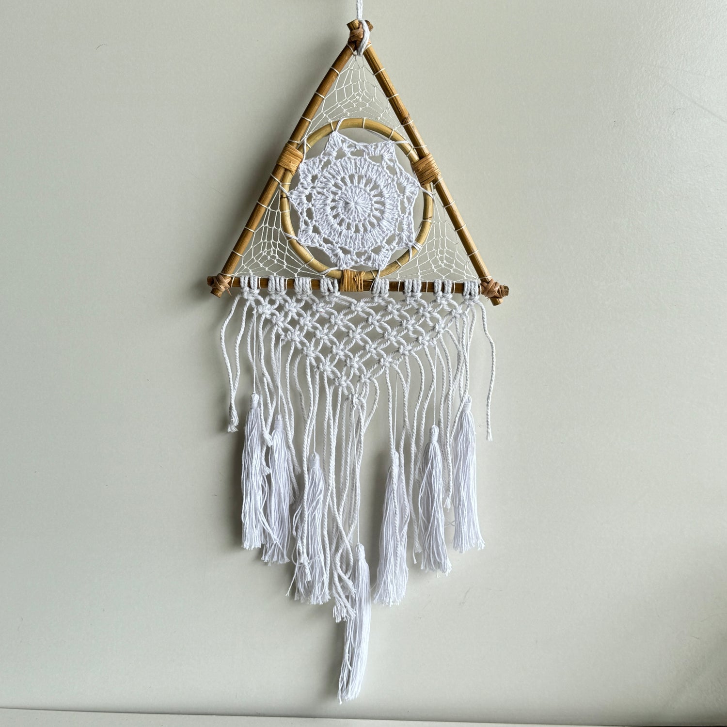 Triangle Dreamcatcher White with Tassels DREAMTRI