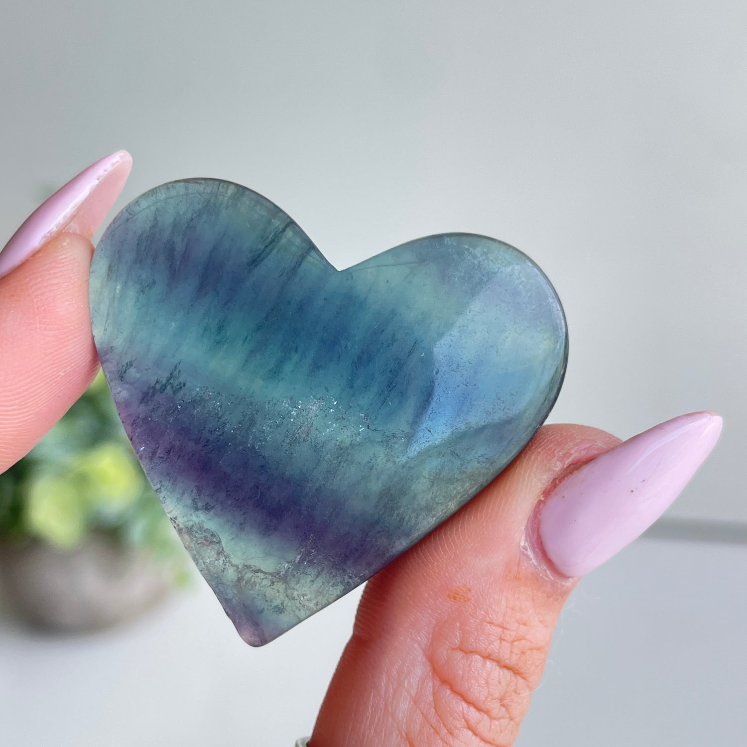 Rainbow Fluorite Heart Med