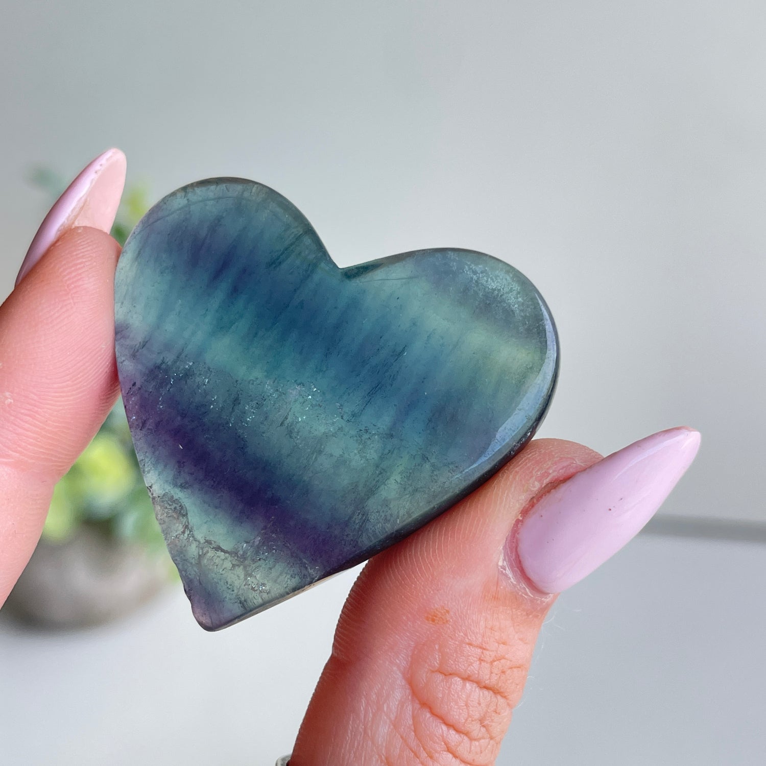 Rainbow Fluorite Heart Med