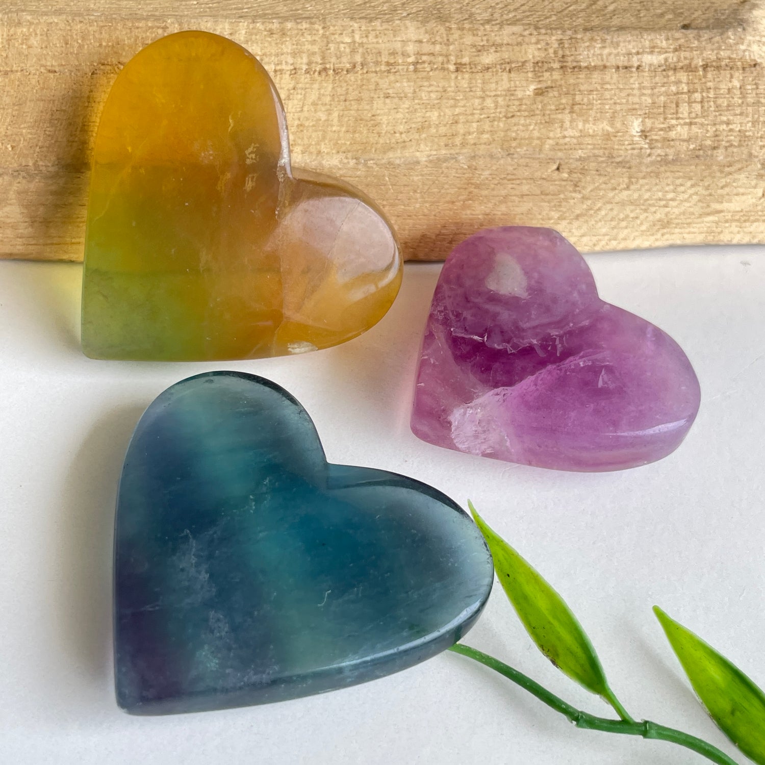 Rainbow Fluorite Heart Lge