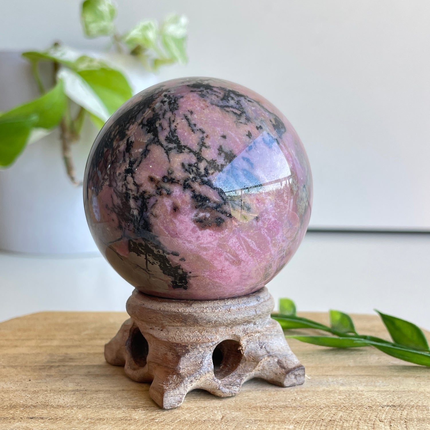 Rhodonite Sphere 6cm - High Quality