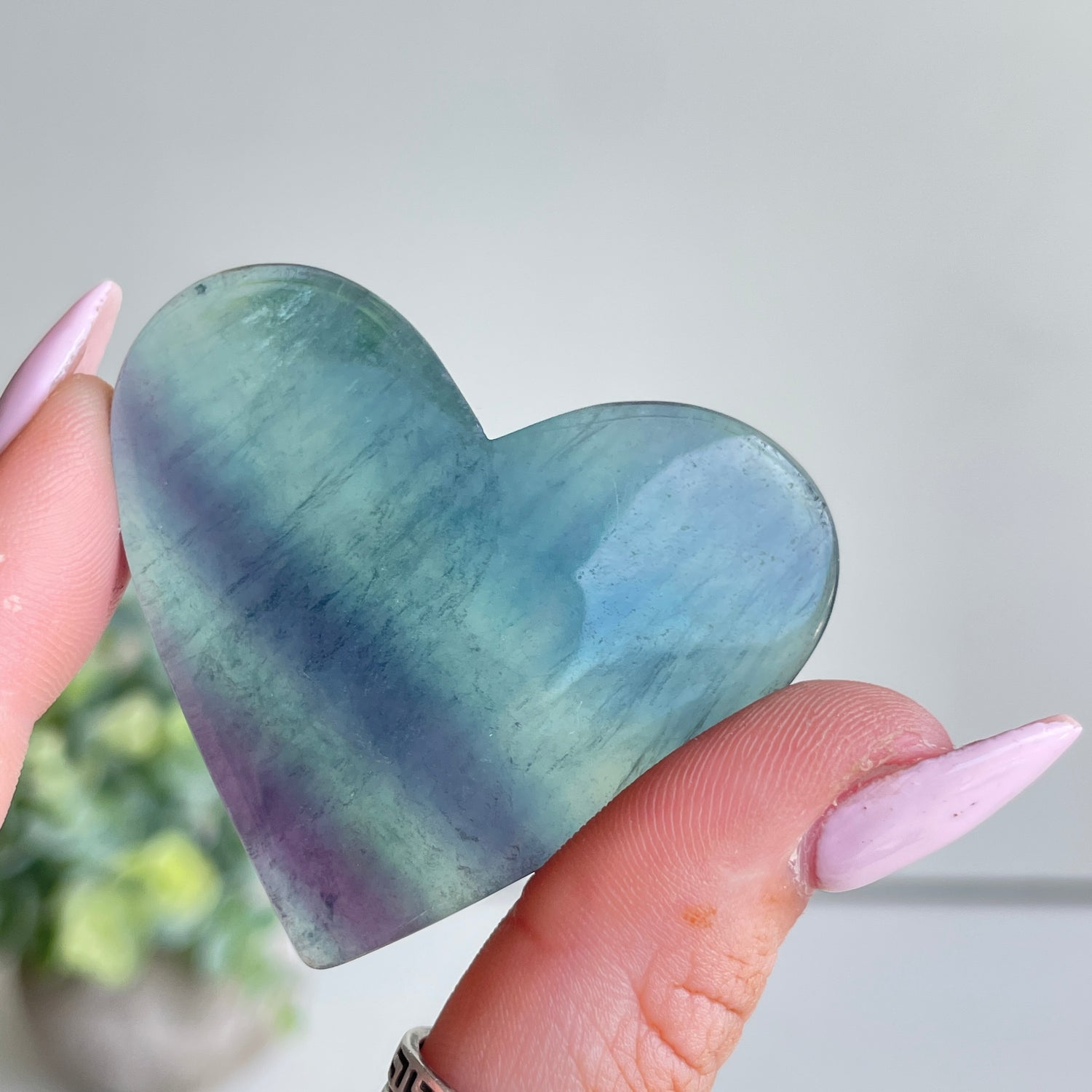 Rainbow Fluorite Heart Lge