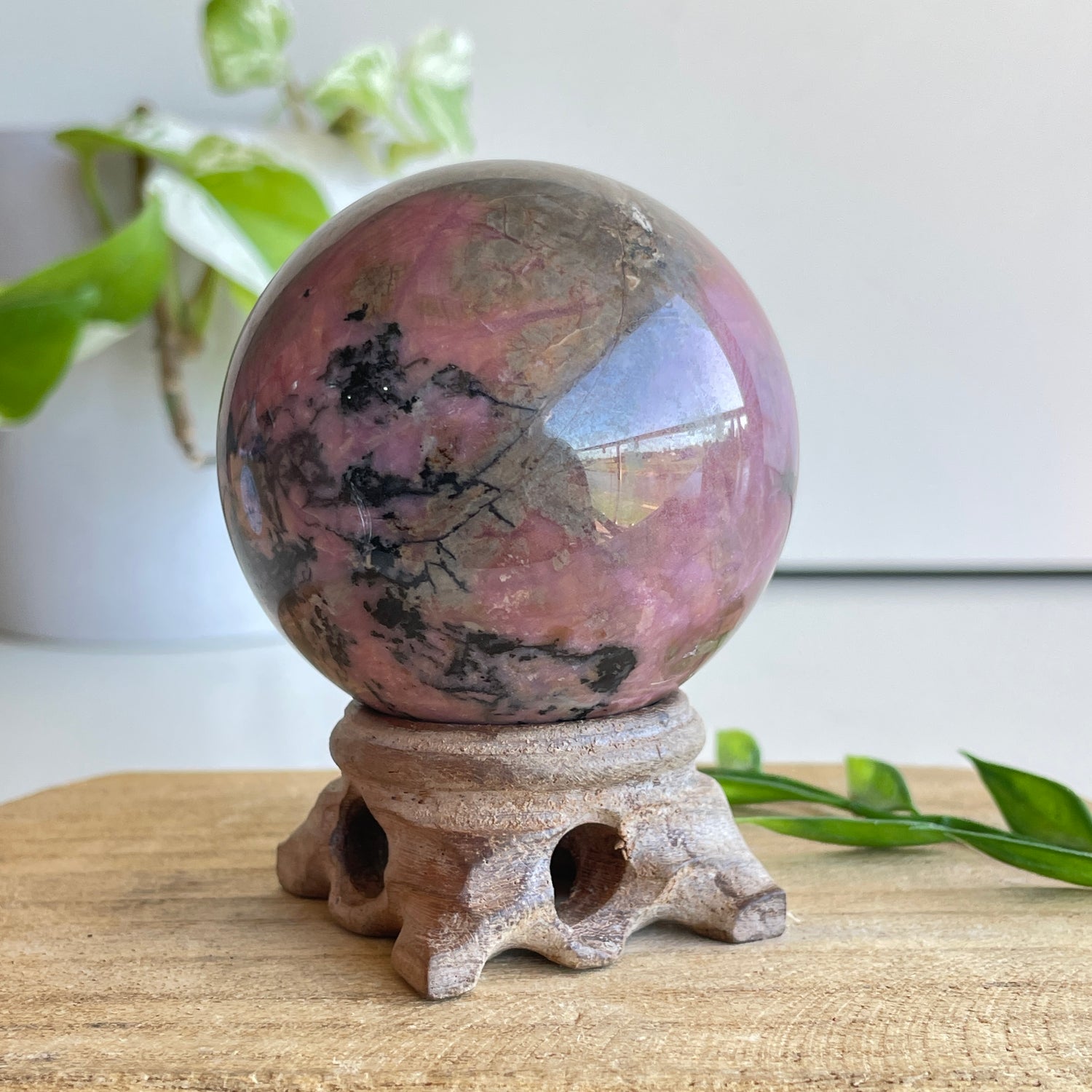 Rhodonite Sphere 6cm - High Quality