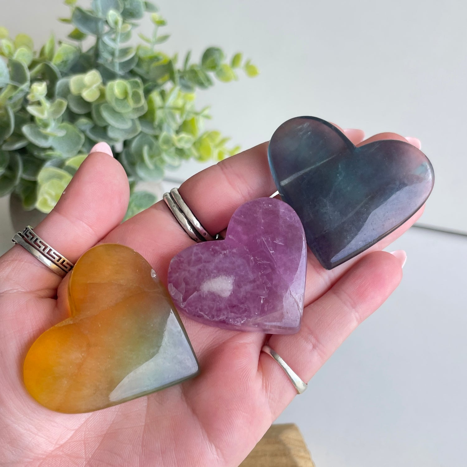 Rainbow Fluorite Heart Lge