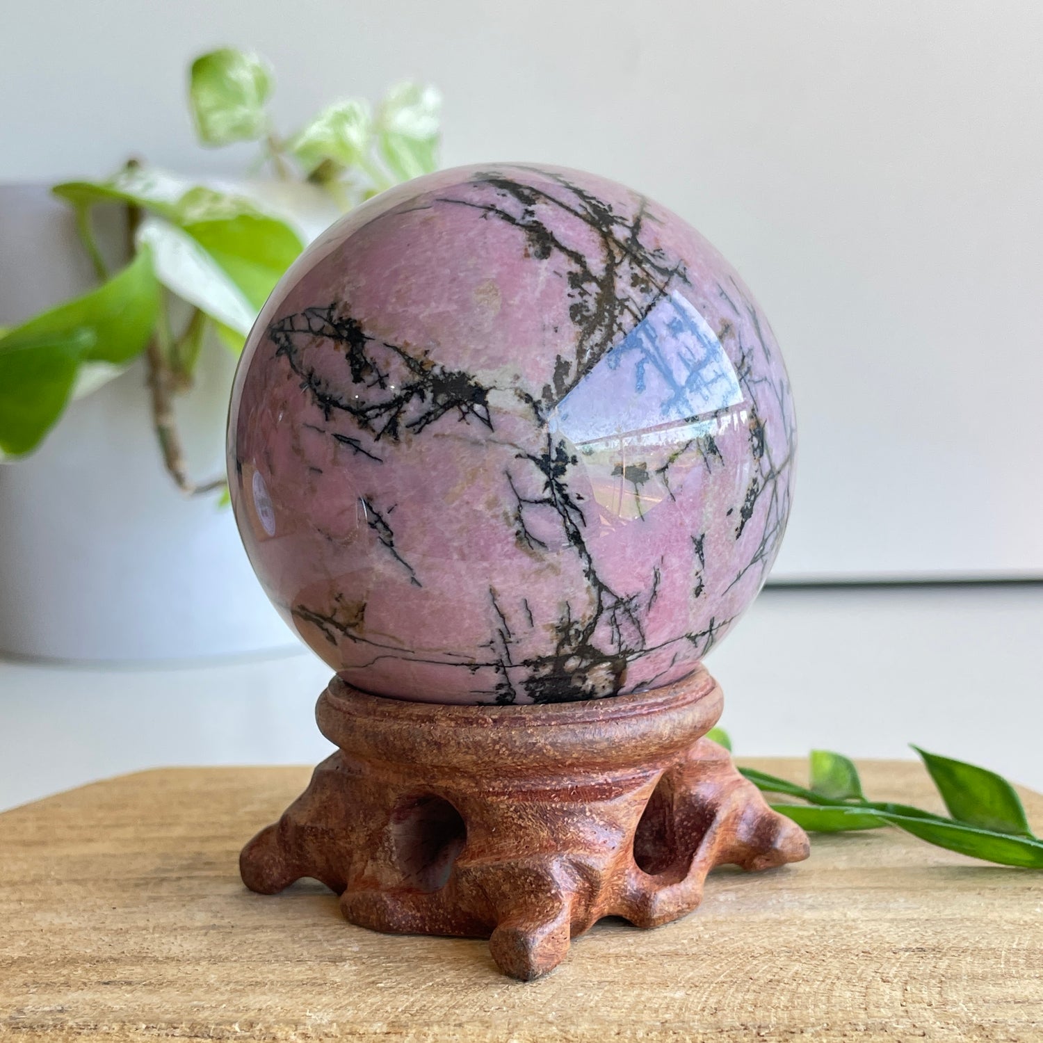 Rhodonite Sphere 6.7cm - High Quality