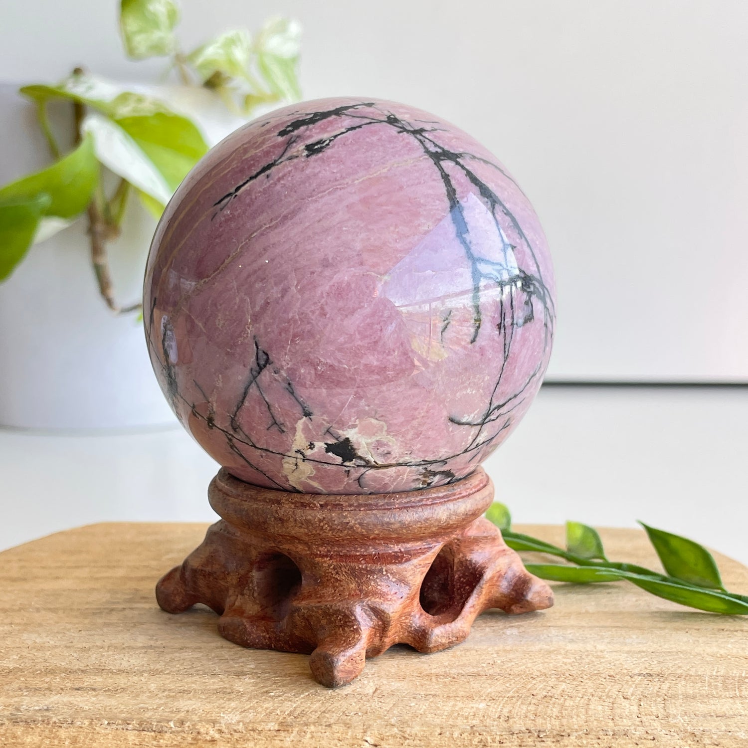 Rhodonite Sphere 6.8cm - High Quality