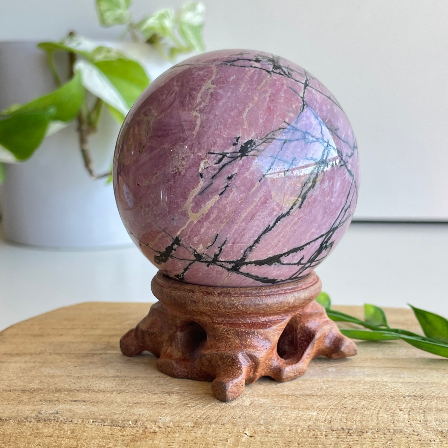 Rhodonite Sphere 6.8cm - High Quality