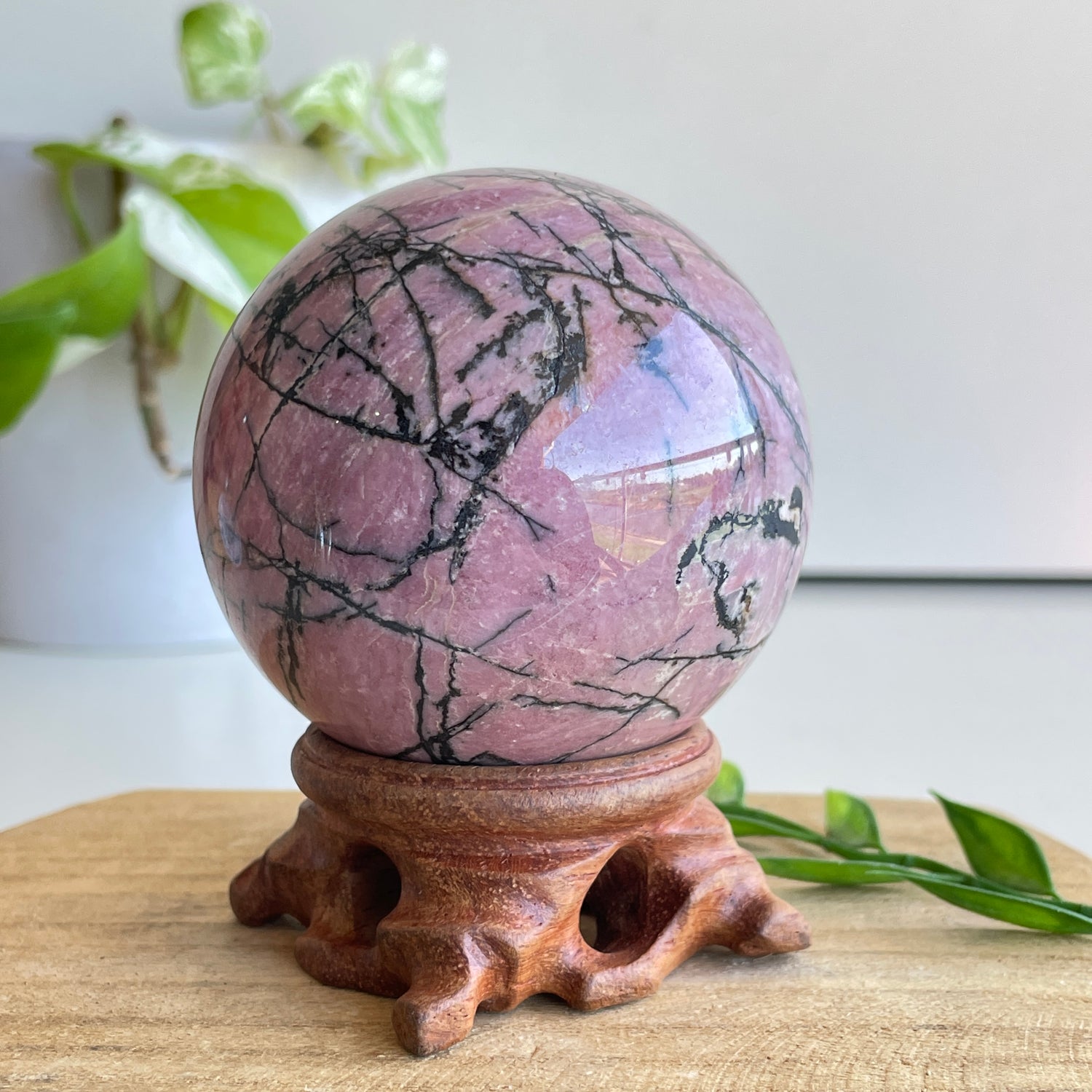 Rhodonite Sphere 6.8cm - High Quality