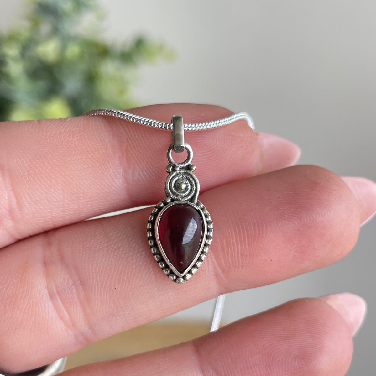 Garnet Teardrop Pendant