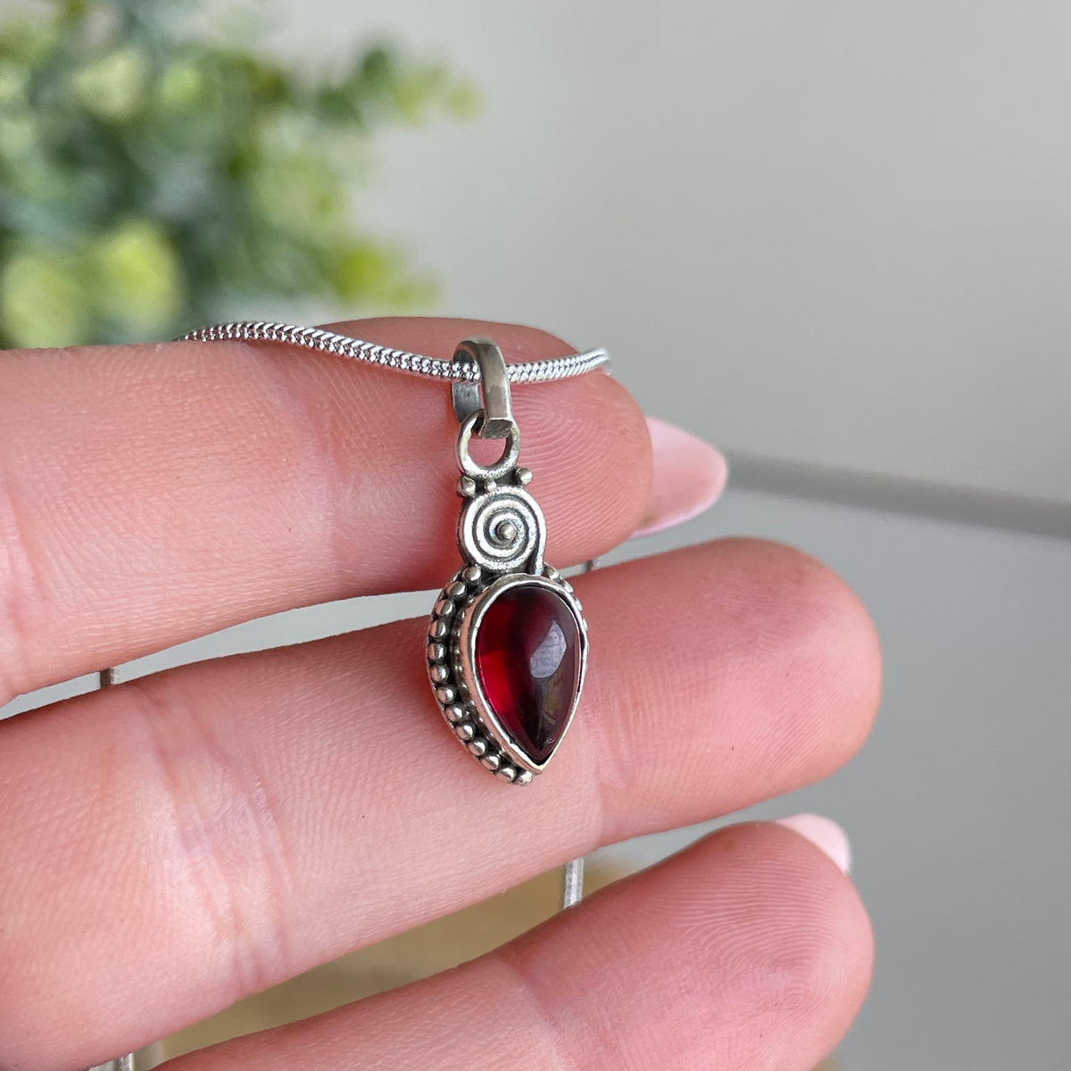 Garnet Teardrop Pendant