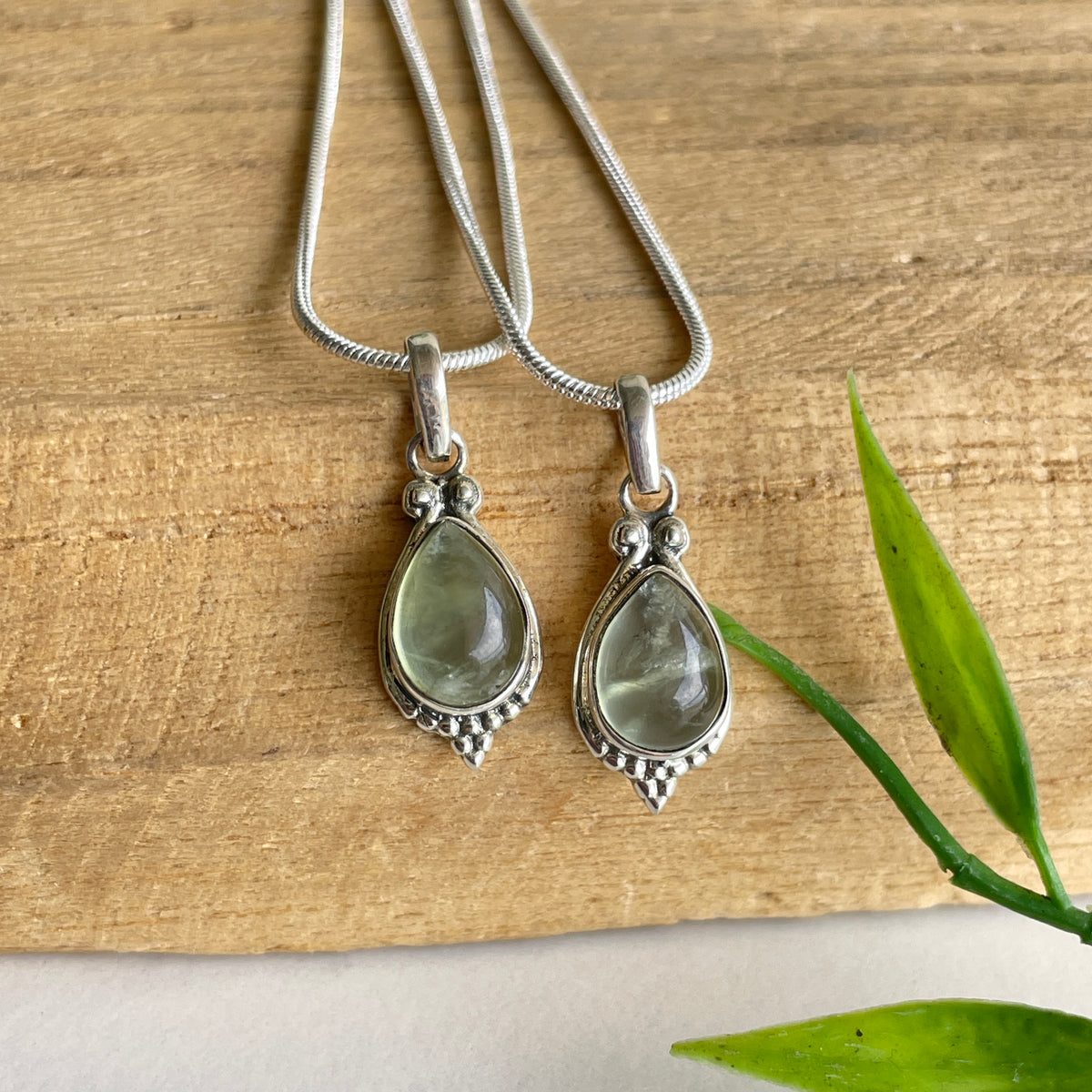 Prehnite Teardrop Pendant