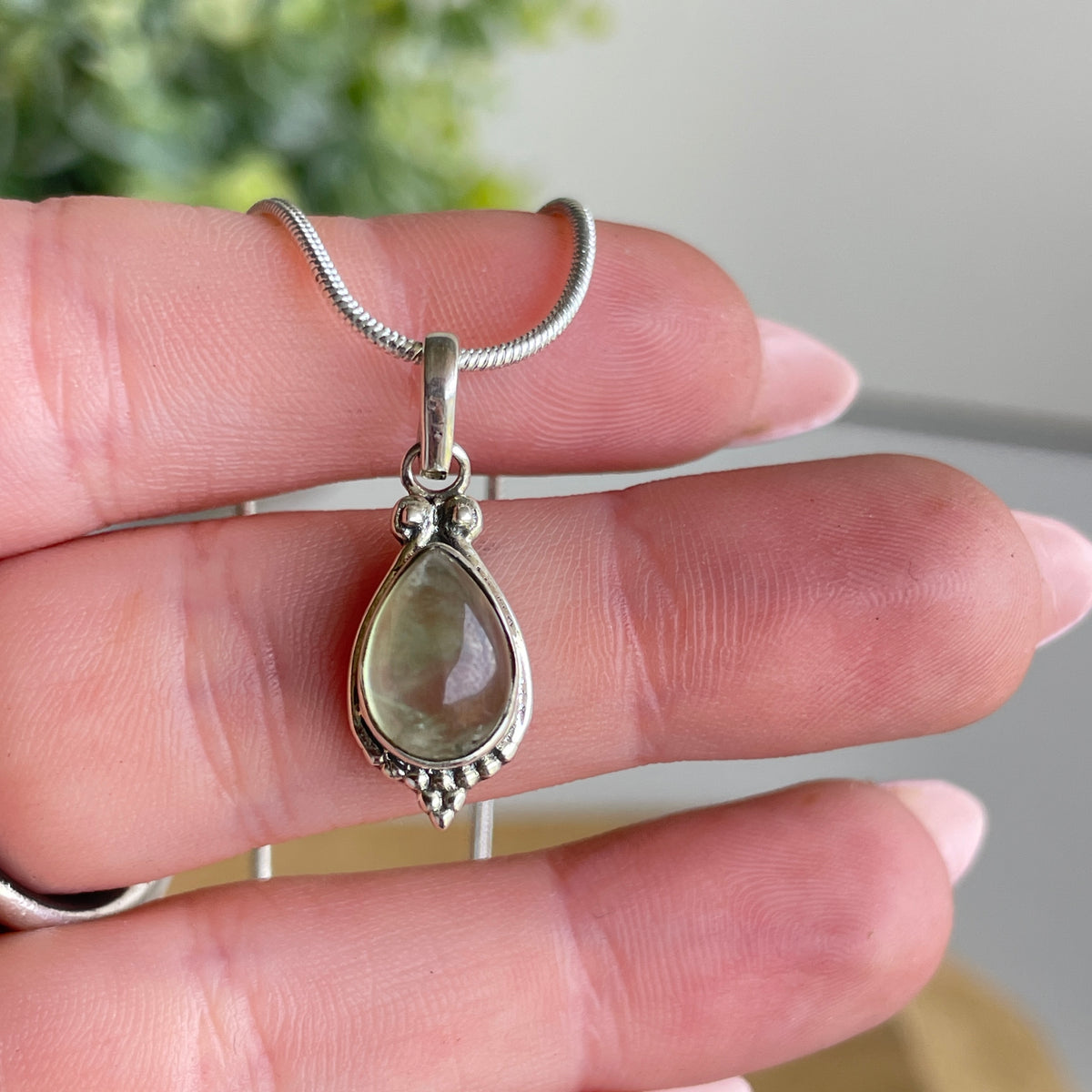 Prehnite Teardrop Pendant