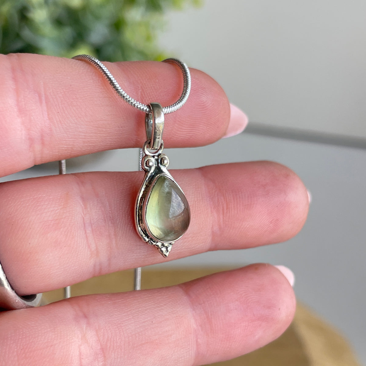 Prehnite Teardrop Pendant