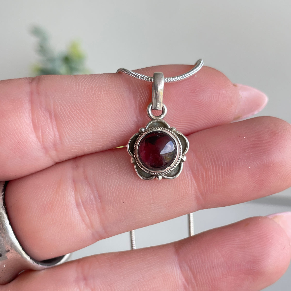 Garnet Round Pendant