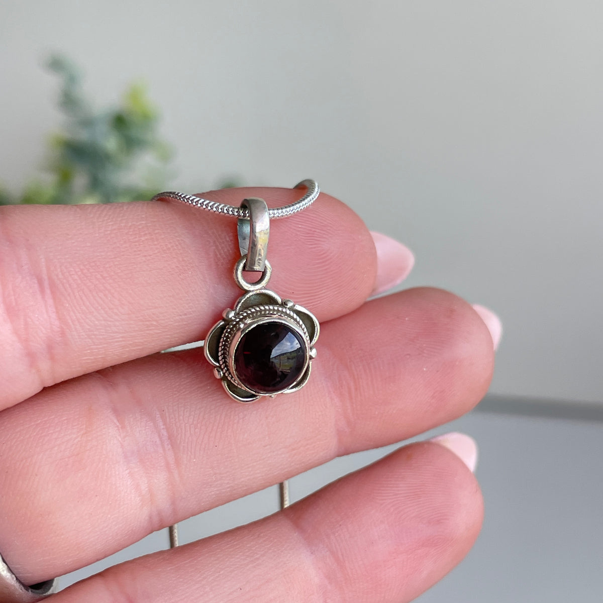 Garnet Round Pendant