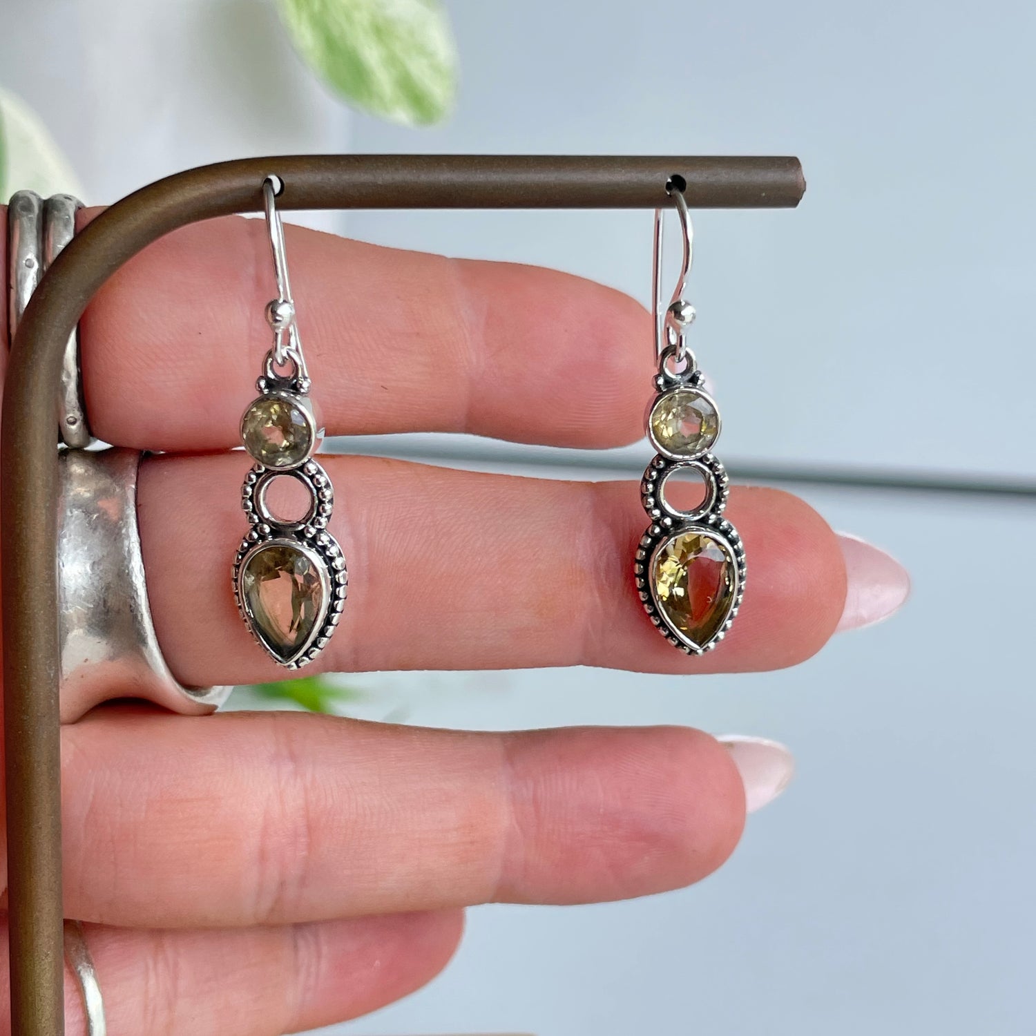 Citrine Detailed Teardrop Earrings