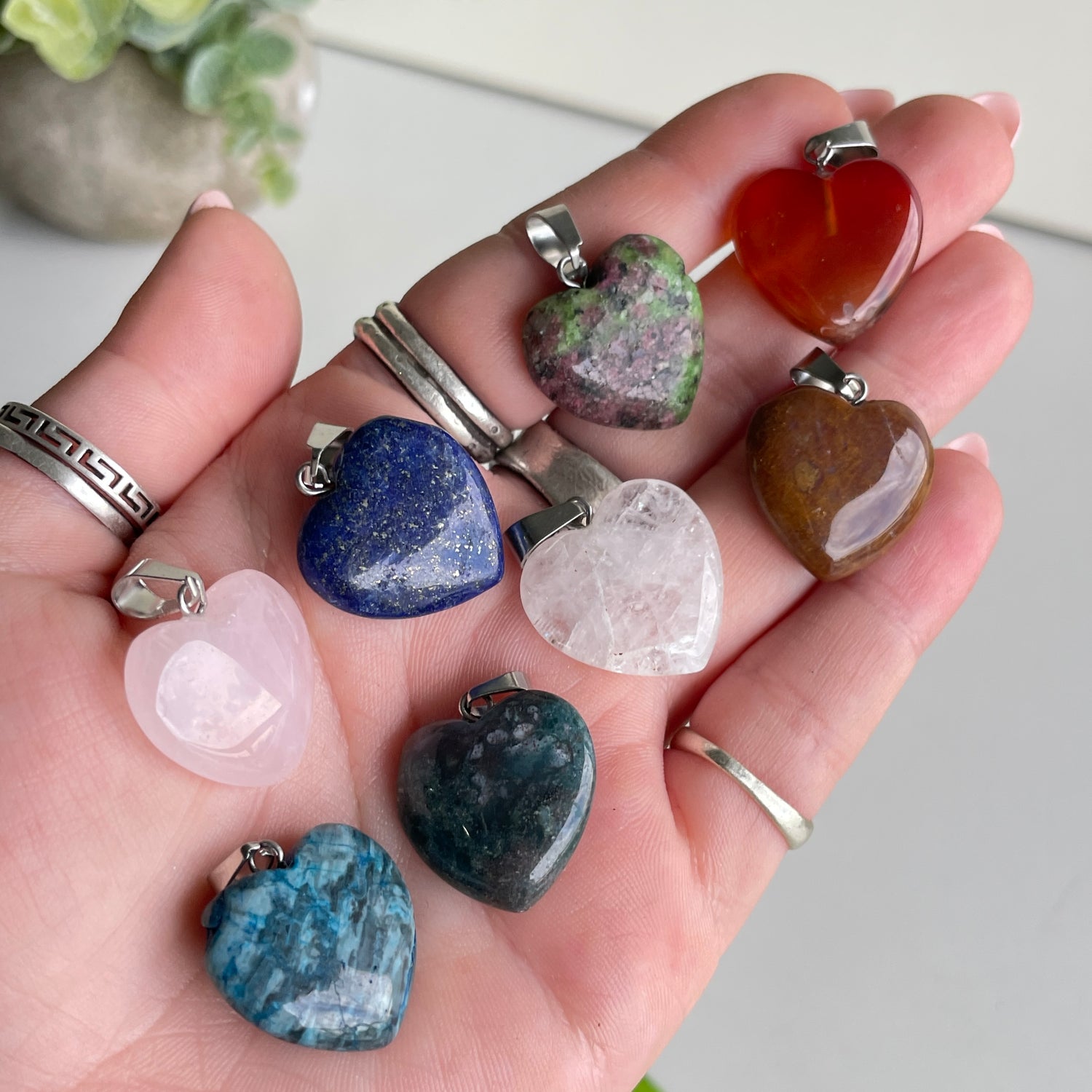 Mixed Crystal Heart Pendants